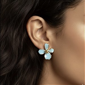 BRINCO ESMALTADO PÉTALAS ASSIMÉTRICAS G2 DOURADO AÇO 316L PREMIUM⭐️