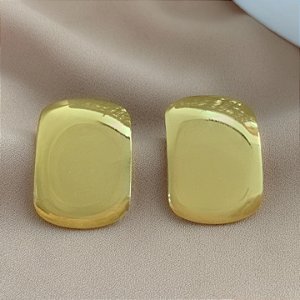 BRINCO RETANGULAR LISO BOLEADO DOURADO AÇO 316L⭐️