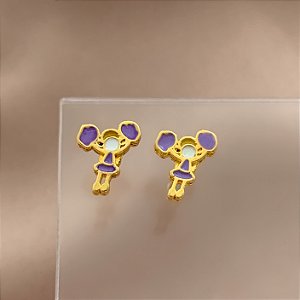 BRINCO LÍDER DE TORCIDA ROXO TARRAXA BABY FOLHEADO A OURO 18K⭐