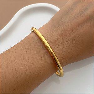 PULSEIRA / BRACELETE FIO LISO BOLEADO DOURADO AÇO 316L⭐️