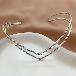 BRACELETE FIO DUPLO "V" FOLHEADO A PRATA⭐️