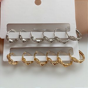 BRINCO KIT ARGOLINHAS INFINITO FIO LISO E ZIRCÔNIAS BIJU
