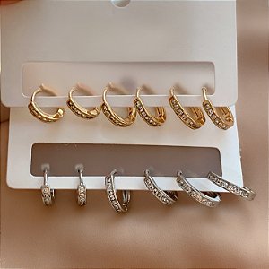 BRINCO KIT ARGOLINHAS ZIRCÔNIAS JULIANA BIJU