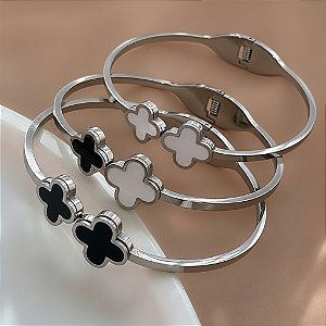 PULSEIRA / BRACELETE TREVOS RESINADOS AÇO 316L⭐️