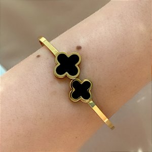 PULSEIRA / BRACELETE TREVOS RESINADOS DOURADO AÇO 316L⭐️