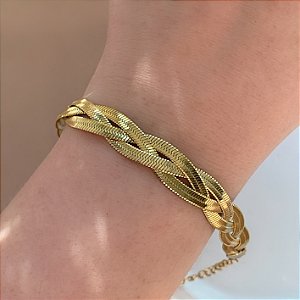 PULSEIRA FITA FINA TRANÇADA DOURADO AÇO 316L⭐️