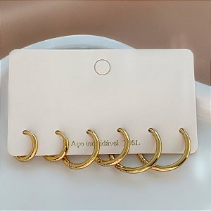 BRINCO KIT ARGOLINHAS FINAS DELICADAS DOURADO AÇO 316L⭐️