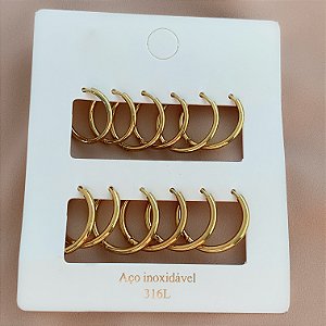 BRINCO KIT ARGOLINHAS FINAS DIVERSAS DOURADO AÇO 316L⭐️