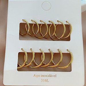 BRINCO KIT ARGOLINHAS FINAS DIVERSAS DOURADO AÇO 316L⭐️