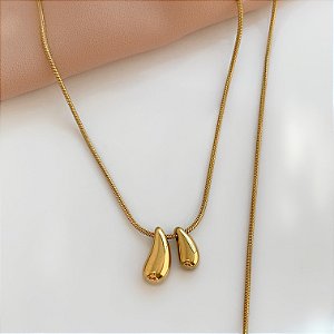 COLAR GOTAS DELICADAS P DOURADA AÇO 316L⭐️