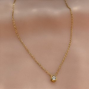 COLAR PONTO DE LUZ ZIRCÔNIA DOURADO AÇO 316L⭐️