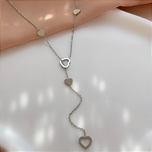 COLAR GRAVATINHA CORAÇÕES LISOS E VAZADOS AÇO 316L⭐️