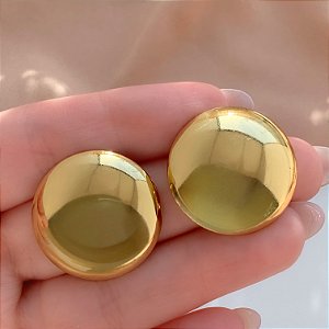 BRINCO BOTÃO LISO G DOURADO AÇO 316L⭐️