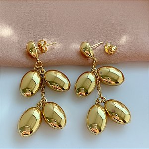 BRINCO DETALHES OVAIS PENDENTES DOURADO AÇO 316L⭐️