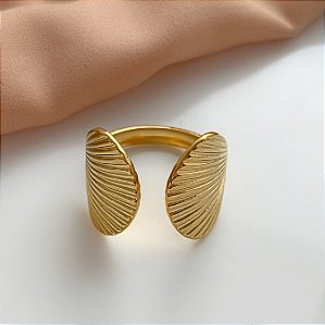 ANEL REGULÁVEL CONCHA DUPLA DOURADO AÇO 316L⭐️