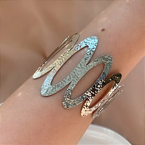 PULSEIRA / BRACELETE DESENHOS OVAIS VAZADOS MARTELADO BIJU