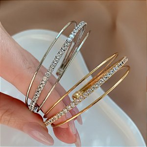 PULSEIRA / BRACELETE FIOS LISOS E ZIRCÔNIA BIJU