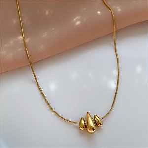 COLAR MINI GOTAS DOURADA AÇO 316L⭐️