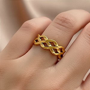 ANEL REGULÁVEL TRAMA DOURADO AÇO 316L⭐️