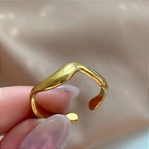 ANEL REGULÁVEL FIO ONDULADO DOURADO AÇO 316L⭐️