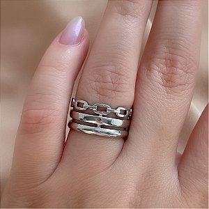 ANEL REGULÁVEL FIOS LISOS E CORRENTE AÇO 316L⭐️