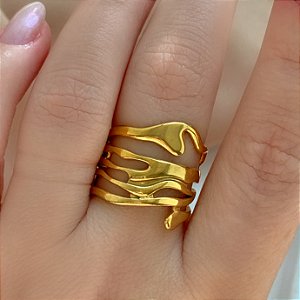 ANEL REGULÁVEL ALGA MARINHA DOURADO AÇO 316L⭐️