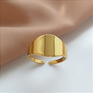 ANEL REGULÁVEL LISO ACHATADO DOURADO AÇO 316L⭐️