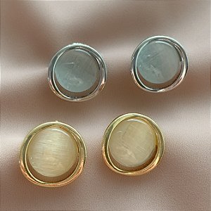 BRINCO BORDA ORGÂNICA PEDRA OLHO DE GATO BIJU