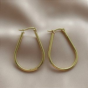 BRINCO ARGOLA GOTA FINA FECHO ITALIANO DOURADO AÇO 316L⭐️