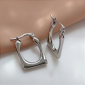 BRINCO ARGOLA RETANGULAR FECHO ITALIANO AÇO 316L⭐️