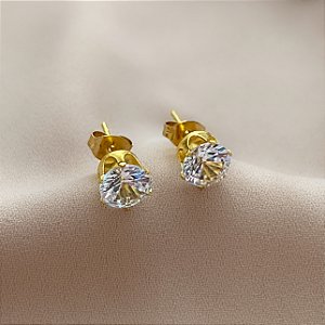 BRINCO PONTO DE LUZ ZIRCÔNIA DOURADO AÇO 316L⭐️