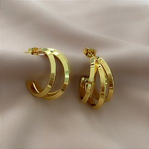 BRINCO 3 FIOS ACHATADOS DOURADO AÇO 316L⭐️