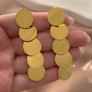 BRINCO MEDALHAS LISAS DOURADO AÇO 316L⭐️