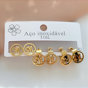 BRINCO KIT ARGOLAS ESMALTADO PRETO E BRANCO INSPIRAÇÃO SYL AÇO 316L⭐️