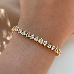 PULSEIRA RIVIERA ZIRCÔNIAS GOTAS FECHO GRAVATA BIJU