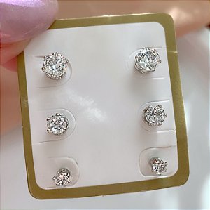 BRINCO KIT PONTO DE LUZ HIPOALERGÊNICO FOLHEADO A RÓDIO⭐️