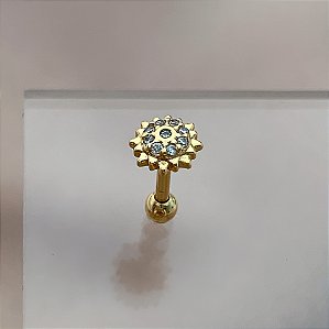 PIERCING TRÁGUS/CARTILAGEM FLOR DE LUZ ZIRCÔNIAS 7MM HASTE AÇO 316L FOLHEADO A OURO 18K SEMIJOIA PARA ATUALIZAÇÃO⭐️