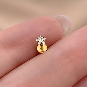 PIERCING TRÁGUS/CARTILAGEM ESTRELA ZIRCÔNIA 6MM HASTE AÇO 316L FOLHEADO A OURO SEMIJOIA PARA ATUALIZAÇÃO⭐️