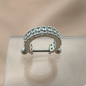 PIERCING CONCH 2 FILHEIRAS ZIRCÔNIAS 12MM HASTE AÇO 316L FOLHEADO A RÓDIO SEMIJOIA PARA ATUALIZAÇÃO⭐️