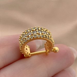 PIERCING CONCH LARGO ZIRCÔNIAS 12MM HASTE AÇO 316L FOLHEADO A OURO 18K SEMIJOIA PARA ATUALIZAÇÃO⭐️