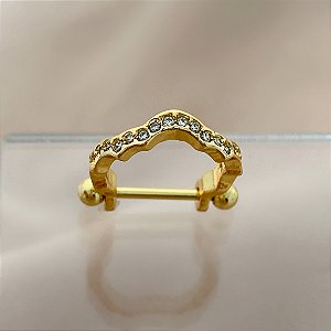 PIERCING CONCH FIO ONDULADO CRAVEJADO COM ZIRCÔNIAS 12MM HASTE AÇO 316L FOLHEADO A OURO 18K SEMIJOIA PARA ATUALIZAÇÃO⭐️