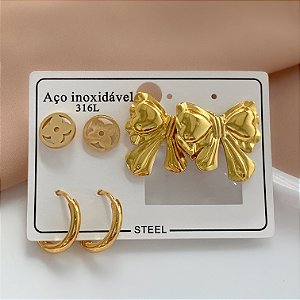 BRINCO KIT LAÇO DOURADO AÇO 316L⭐️