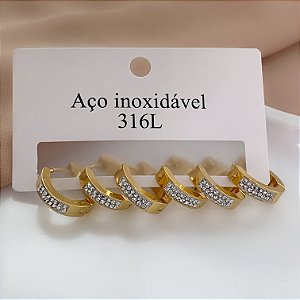 BRINCO KIT ARGOLAS GROSSAS CRAVEJAS DOURADO AÇO 316L⭐️