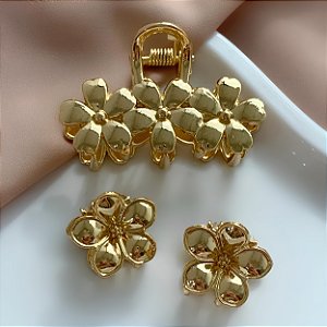 KIT PRESILHAS MARGARIDAS DOURADO BIJU