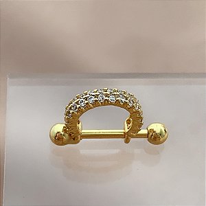 PIERCING CARTILAGEM FILEIRAS CRAVEJADAS EM ZIRCÔNIAS 6MM HASTE AÇO 316L FOLHEADO A OURO 18K SEMIJOIA PARA ATUALIZAÇÃO⭐️