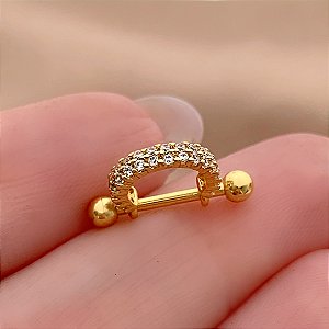 PIERCING CARTILAGEM FILEIRAS CRAVEJADAS EM ZIRCÔNIAS 6MM HASTE AÇO 316L FOLHEADO A OURO 18K SEMIJOIA PARA ATUALIZAÇÃO⭐️