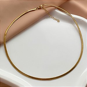 COLAR ACHATADO DOURADO AÇO 316L⭐️