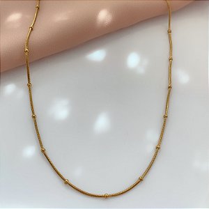 COLAR FINO COM MINI BOLINHAS DOURADO AÇO 316L⭐️