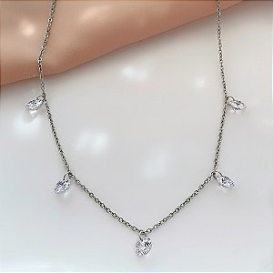 COLAR CORRENTE PINGENTES ZIRCÔNIAS AÇO 316L⭐️