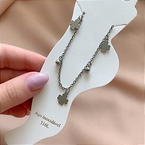 TORNOZELEIRA PINGENTES TREVOS E BOLINHAS AÇO 316L⭐️